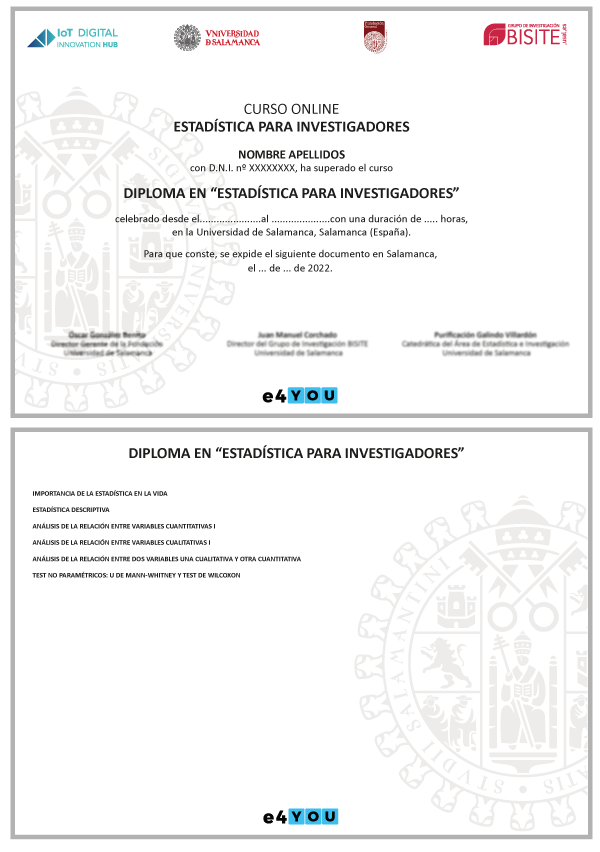 Diploma en "Estadística para Investigadores"