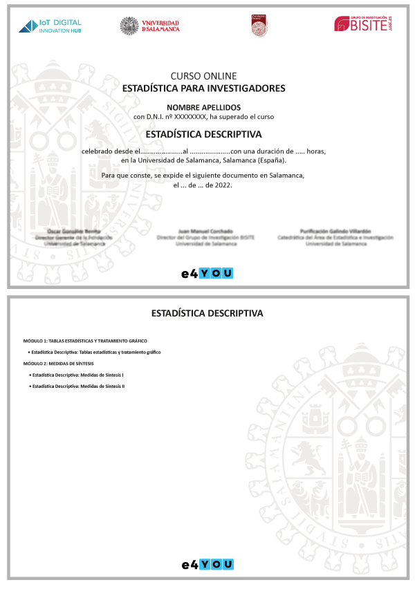 Certificado de curso "Estadística Descriptiva"